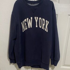 Brandy Melville Navy Blue 'New York' Crewneck Sweater